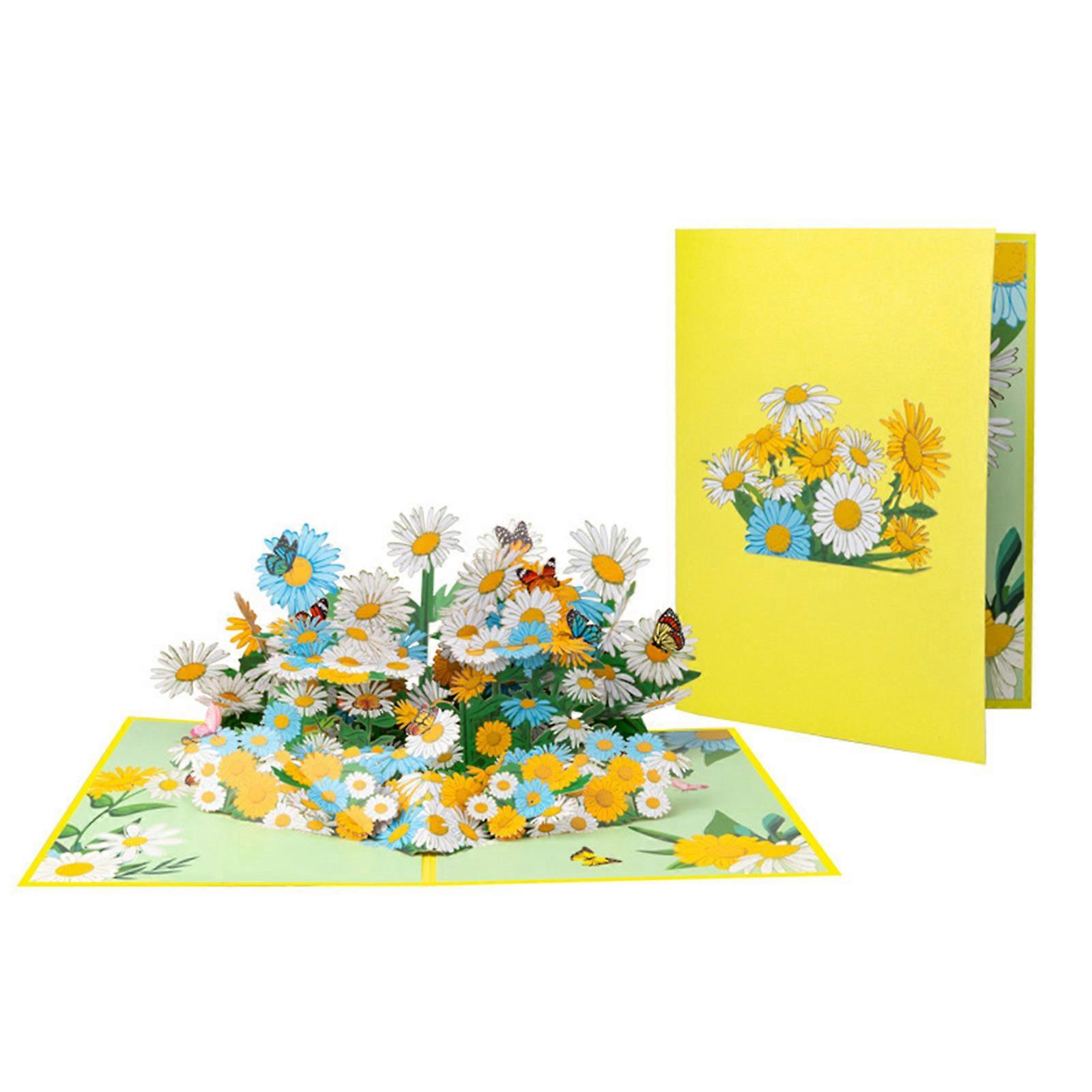 Multicolored Daisies 3D Foldable Card Attractive 3D Foldable Card Unique Flower Greeting Card for Every Celebration