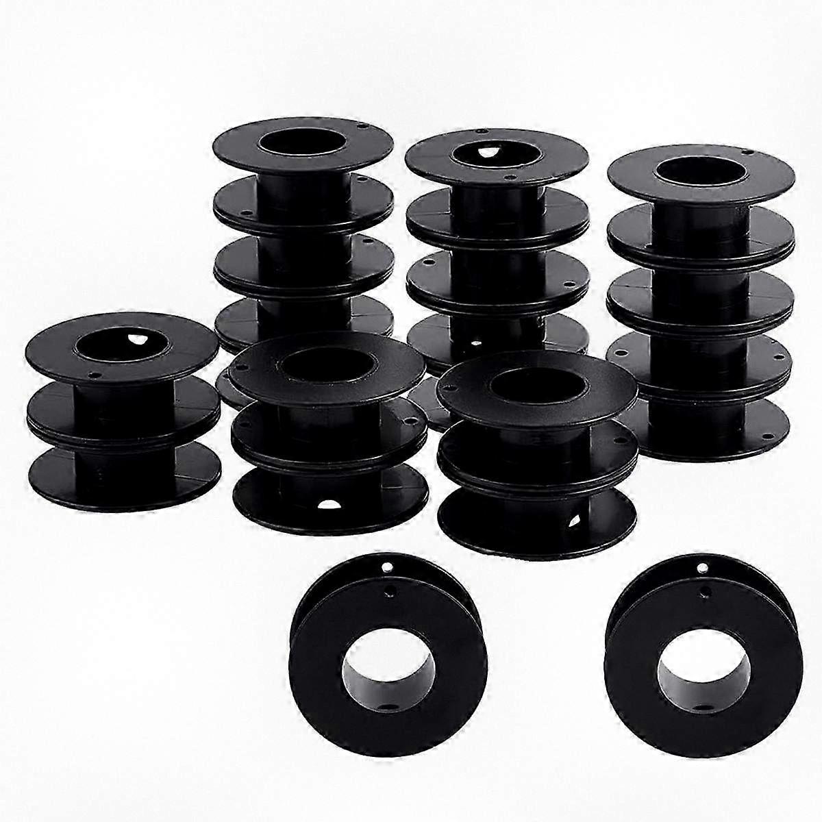 20pcs Empty Plastic Spools, 2.1x0.7 Inch Thread Bobbins for Crafting and Weaving, Black Color