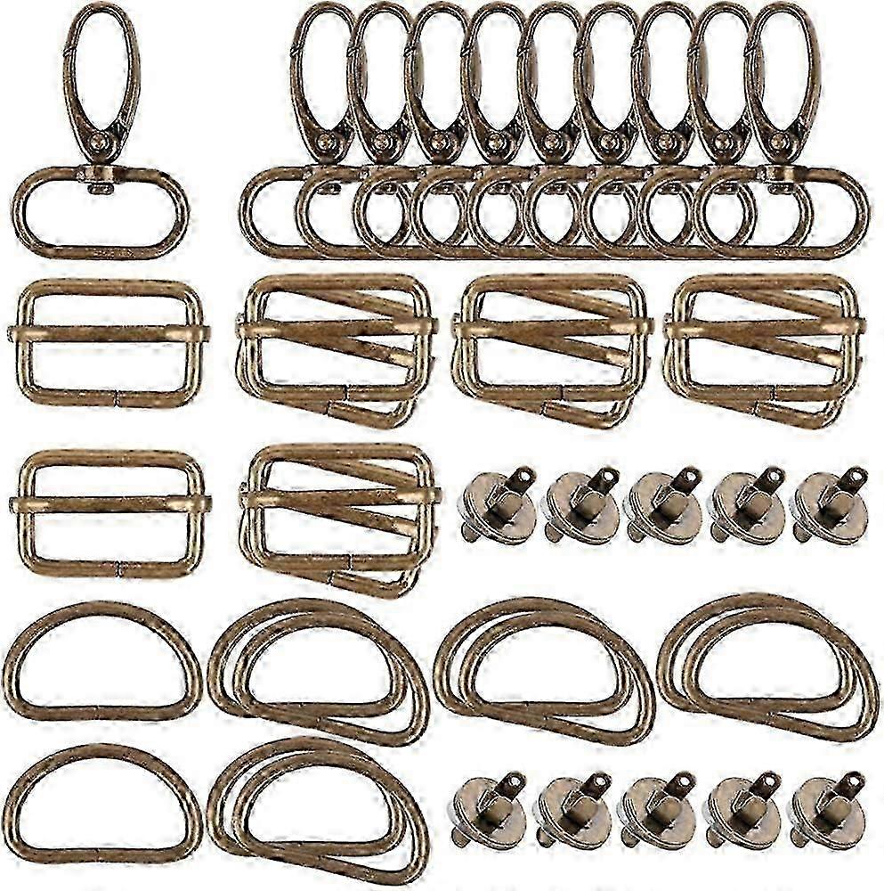 40pcs Metal Tri-Glide Buckle + D-Shaped Rings + Swivel Hooks + Magnetic Sewing Buttons DIY Accessories for Belt Backpack Craft Bags Edition a
