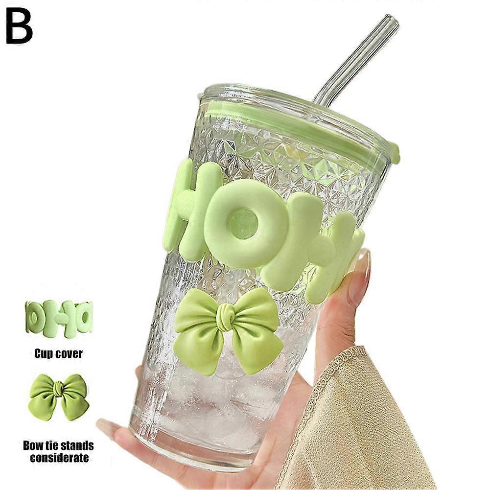 450ml Glass Cups with Lids and Straws Set Drinking Glasses for Beer Iced