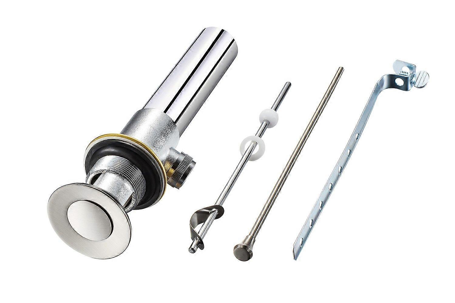 Bathroom Faucet Vanity Sink Metal Popup Drain Brushed Nickel Finish Overflow Mounting Elevator Bar