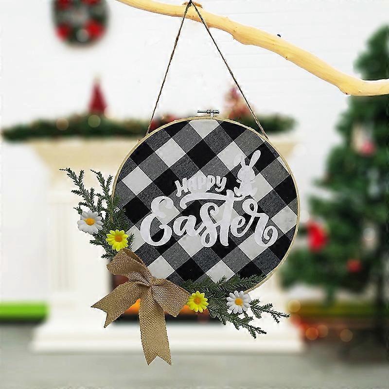 Home Decorations Easter Wreath Shooting Props Wreath Door Hanging Dark Blue Easter Rabbit