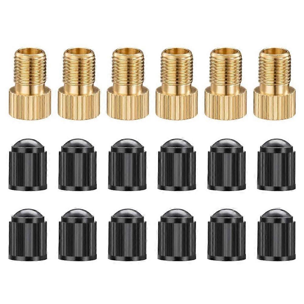 6PCS Presta Valve Adaptors, Convert Presta to Schrader Adapter for Bike, Inflate Tire Using Standard Pump