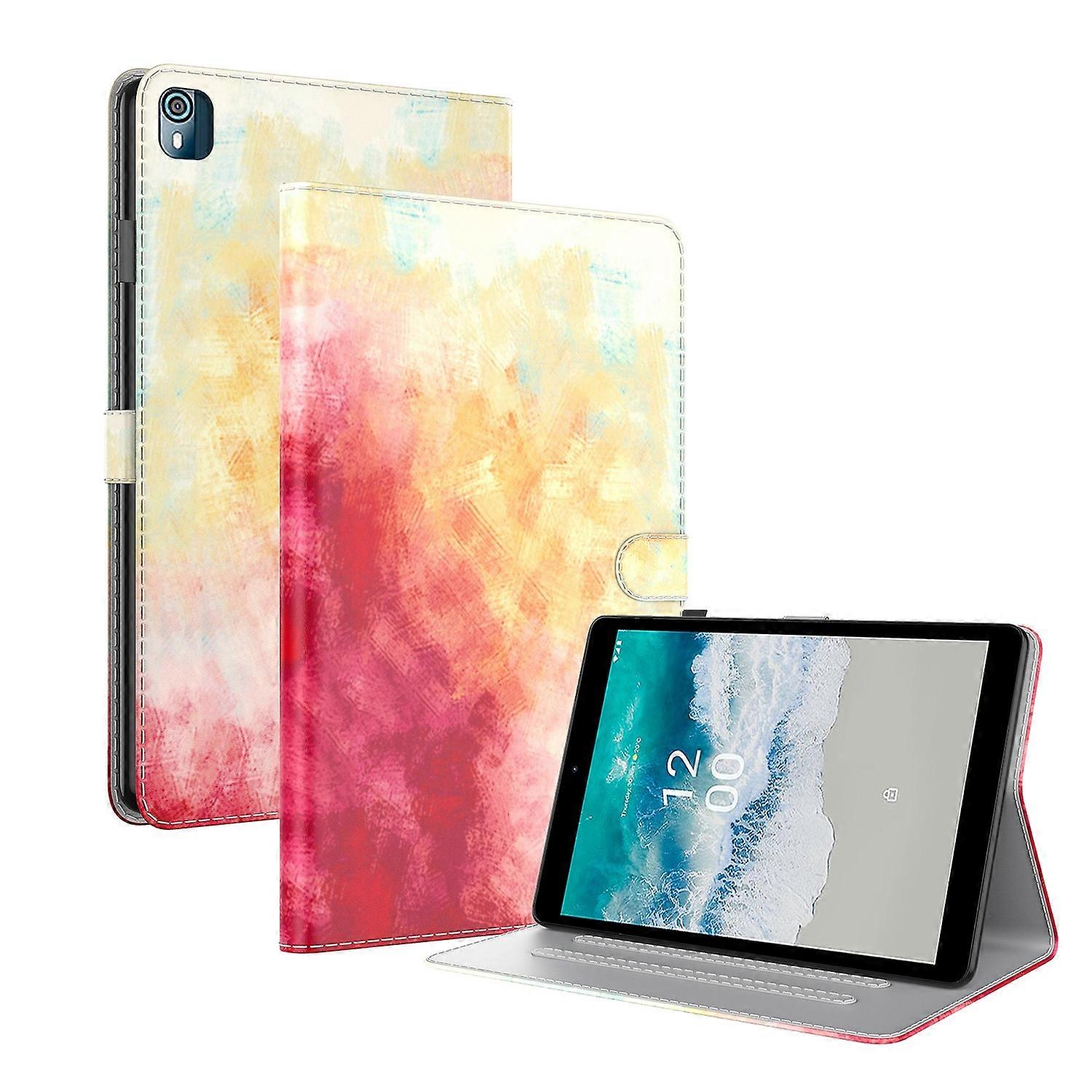 For Nokia T10 Watercolor Pattern Flip Leather Tablet Case