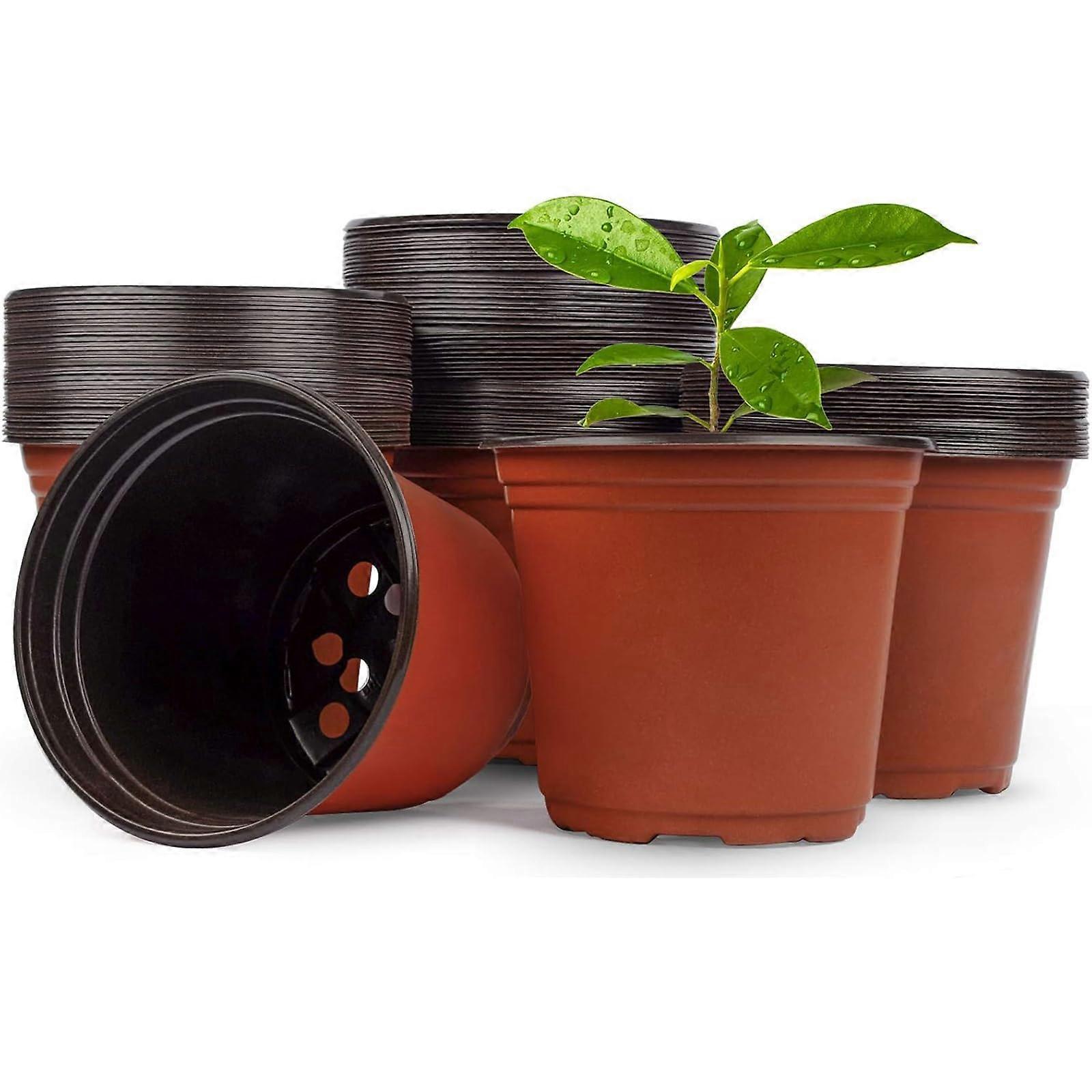 100 PCS Plastic Nursery Pots 6 Inch Seed Starting Pots for Succulents, Seedlings, Cuttings, Transplanting