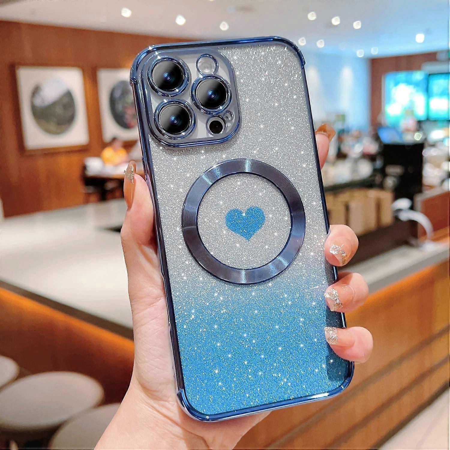 For iPhone 16 Pro Max Case Gradient Sparkle TPU Phone Cover Compatible with MagSafe