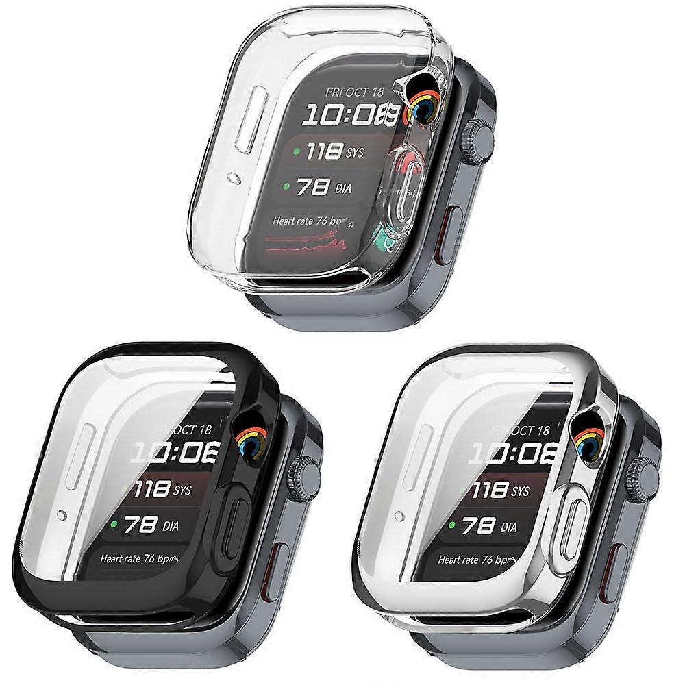 3 Pack Case Compatible with Huawei Watch D2 with Screen Protector, T Cover (Transparent/Silver/Black)