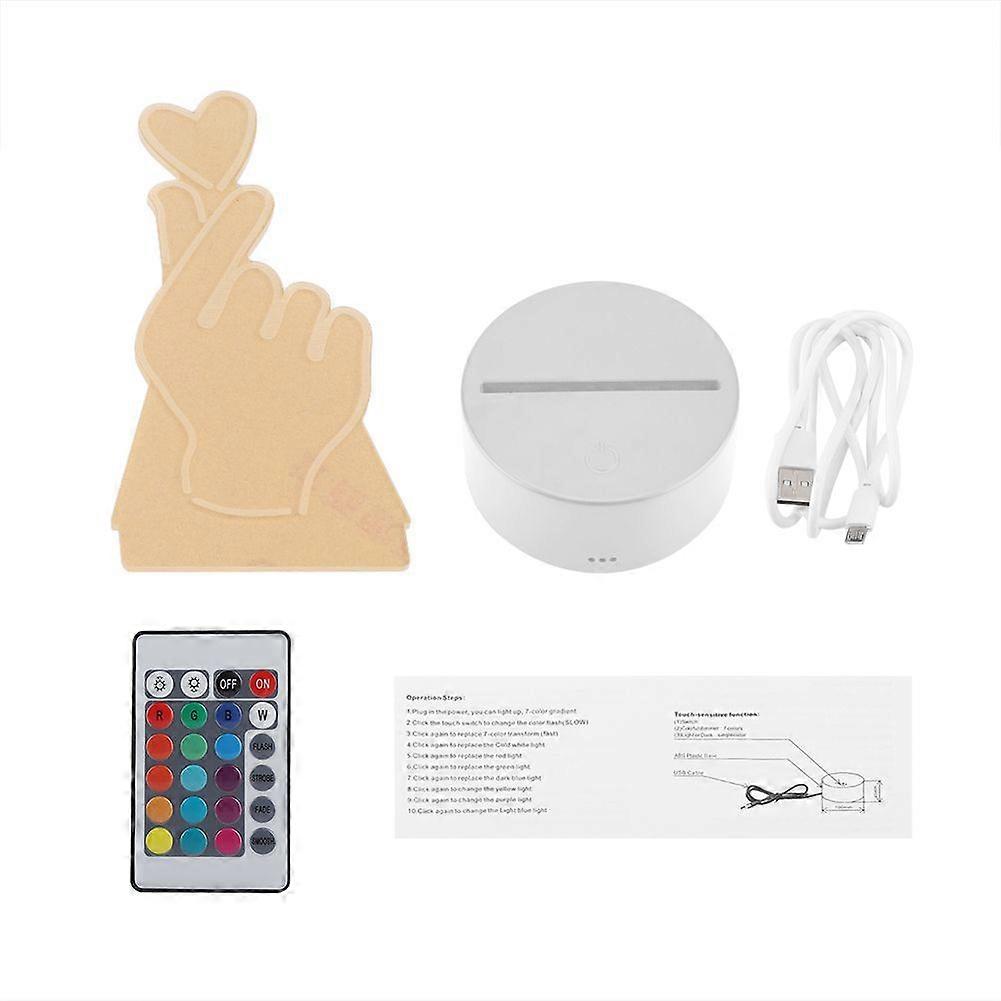 4.5V USB 3D Illusion Visual Night Lamp 7 Colors Touch Table Light(White Base + Remote Control)