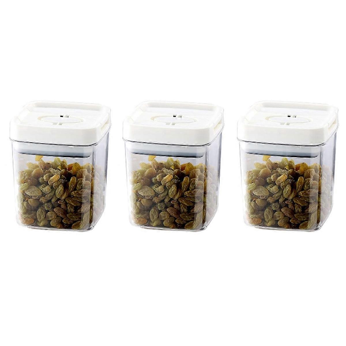 Sealed Plastic Jar with Lid Transparent Square Sealed Storage Jar Quick Pull Lid Design Kitchen Foo