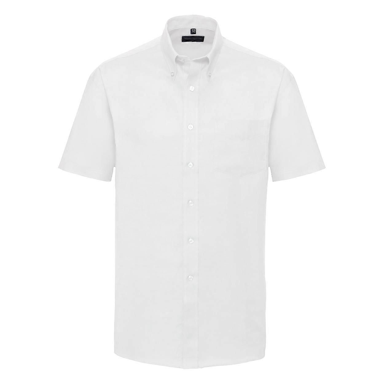 Russell Collection Men's Short Sleeve Oxford Shirt - Easy Care Black Work Shirt (19 Inch Neck)