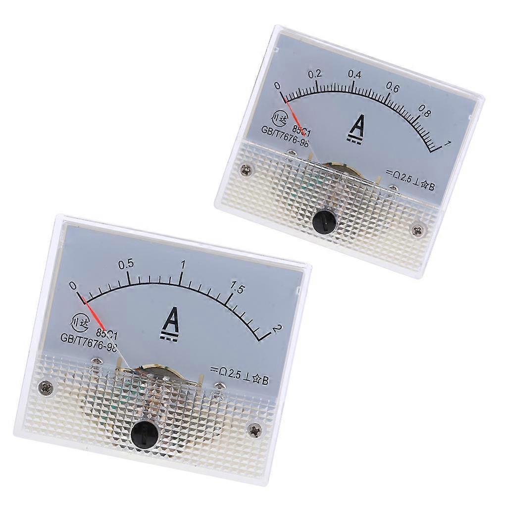 2pcs Plastic Analog Current Panel Ammeter DC 0-1A & 0-2A Circuit Testing