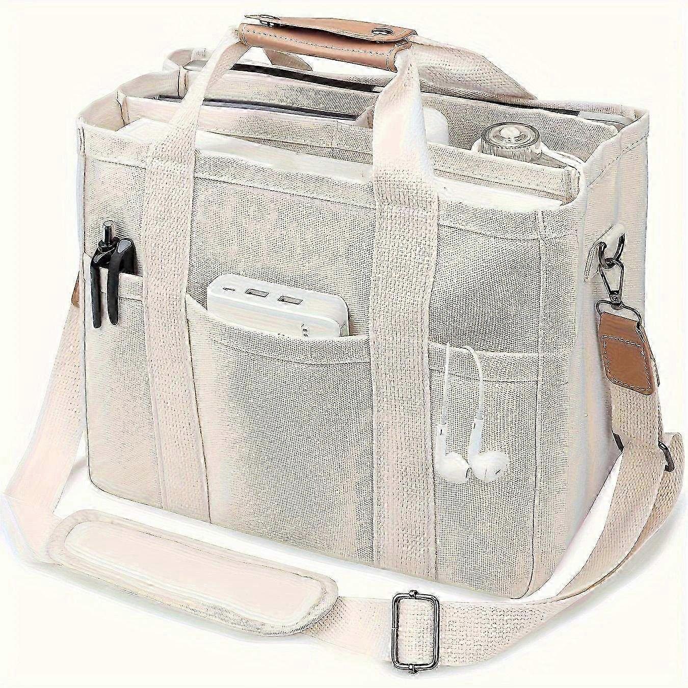 Women'S Multi-Pocket Canvas Tote Bag