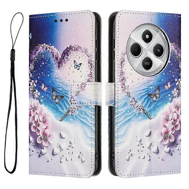 Pattern Printing Leather Phone Case For Xiaomi Redmi 14C 4G/ Poco C75 4G with Lanyard