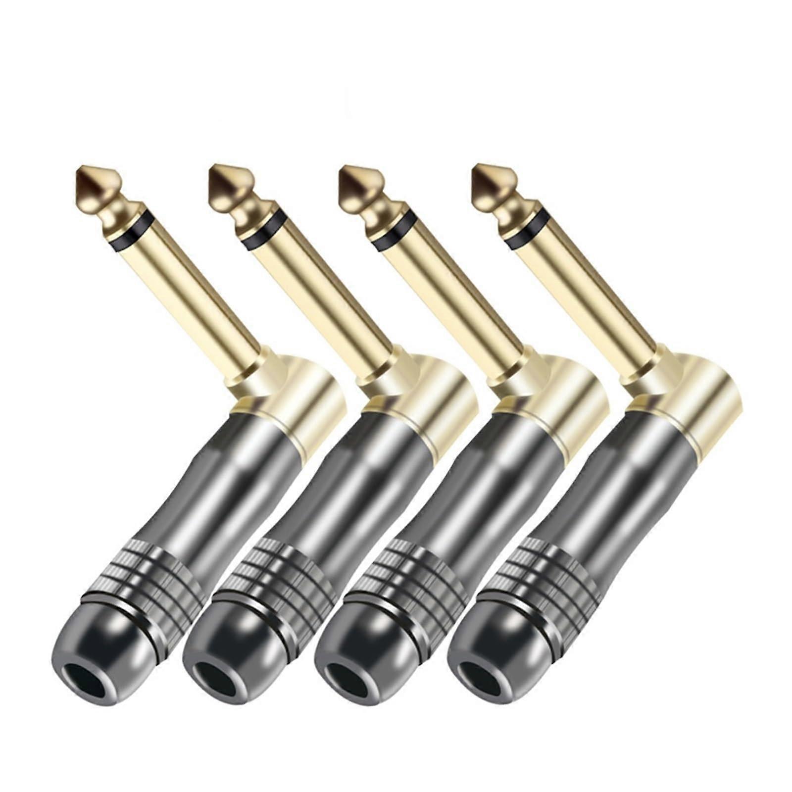 6.35MM Right Angle Plug 1/4 Inch Male Connector Jack 2-Pack Microphone Plug