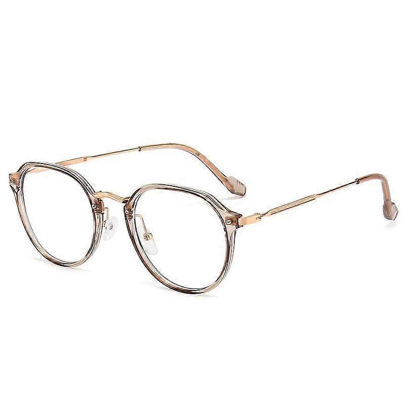 Fashion Oval Antiblue Light Reading Glasses, Antiglare Computer Reader, Antifatigue Glasses With Spring Hinge (Color : Tawny, Size : 0.00)