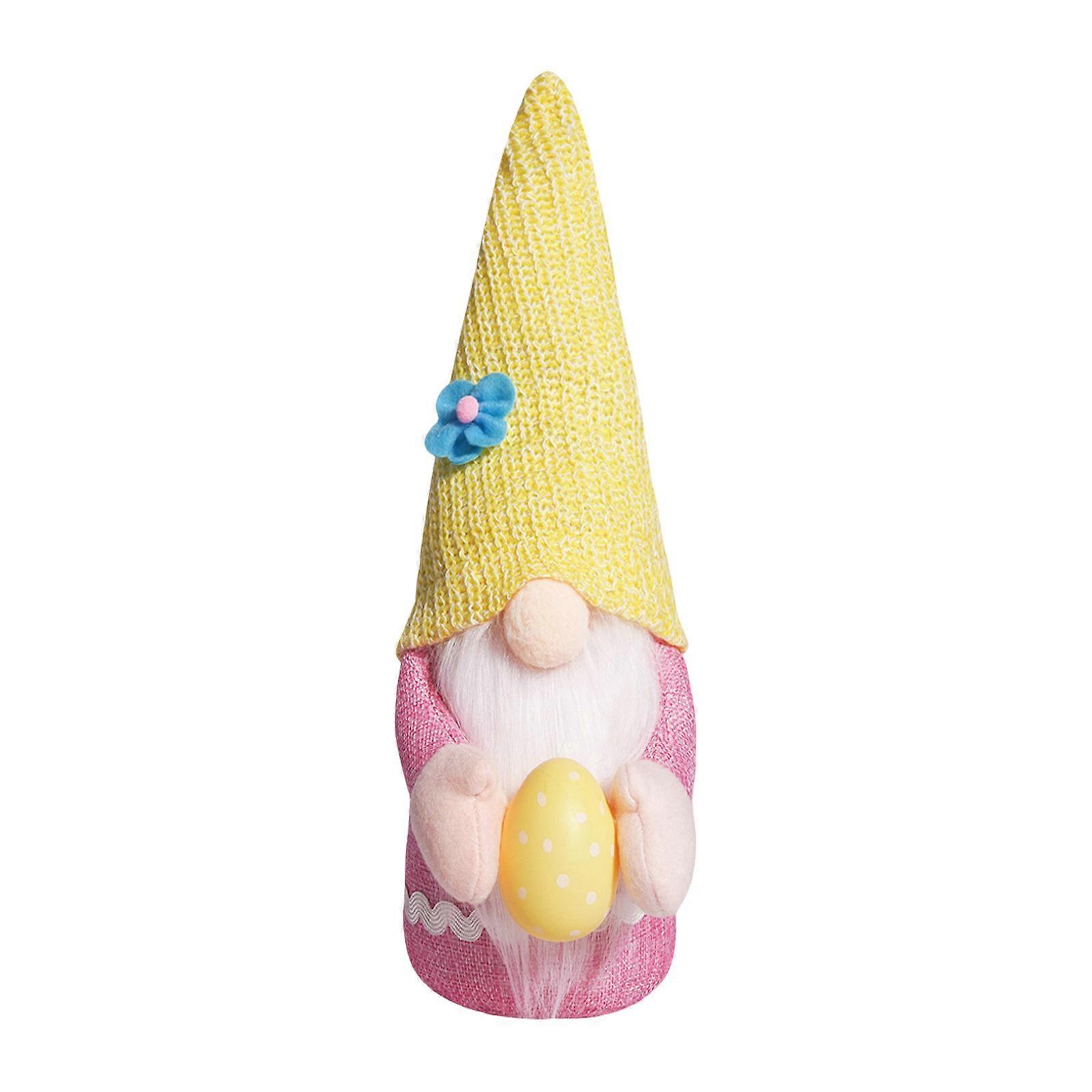 Rabbit Plush Decoration Gnomes Toy Shaped Figurine Window Adorment Handmade Dwarf Polyester Ornament for Easters Parties yellow hat