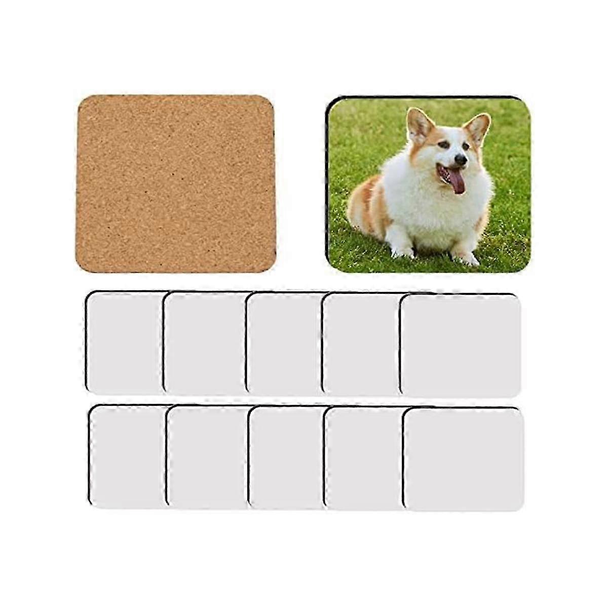 12 Pcs Sublimation Square Coaster Blanks Bulk MDF Blanks Hardboard Cork Coasters Blank MDF Cork Coa