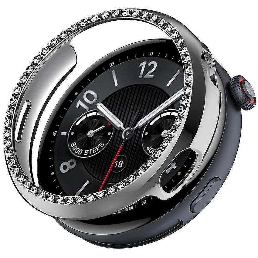 Watch Case Protective Case Skeleton Case for Vivo Watch5 Single Row Diamond (Electroplated Silver)