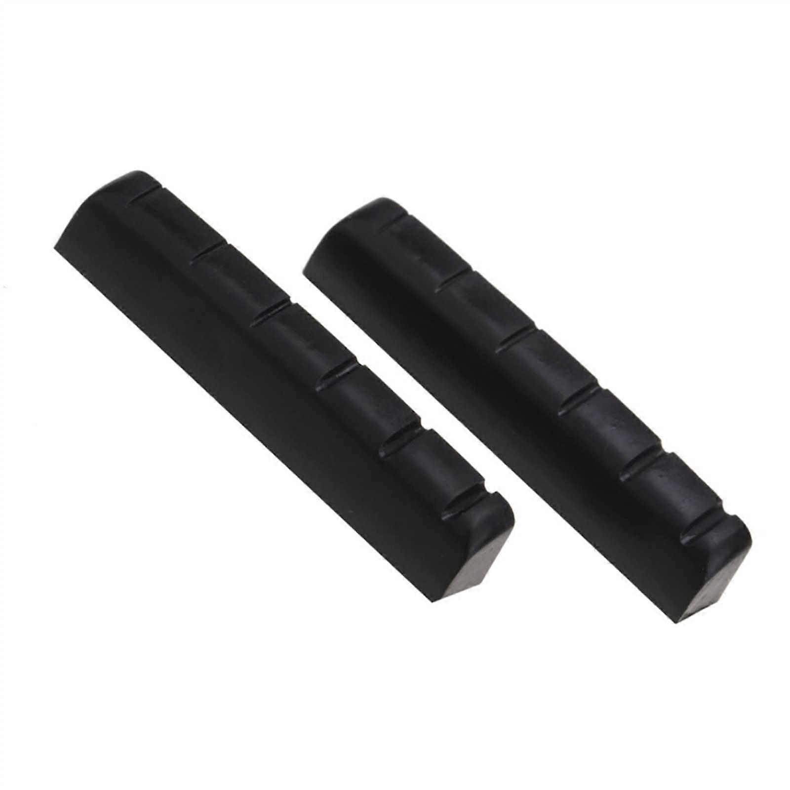Guitar Nuts 2 Pcs Slotted 44mm Black Plastic Flat Bottom for 6-String Electric Guitar