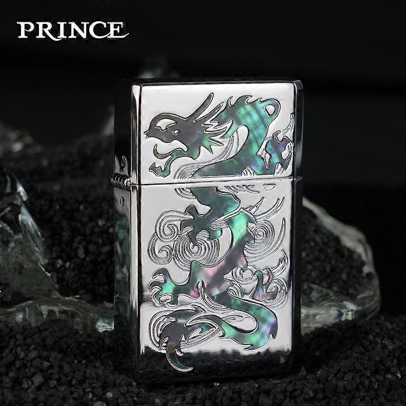 Prince Genuine New Windproof Lighter Kerosene Lettering Shell Inlaid High-End Smoking Set