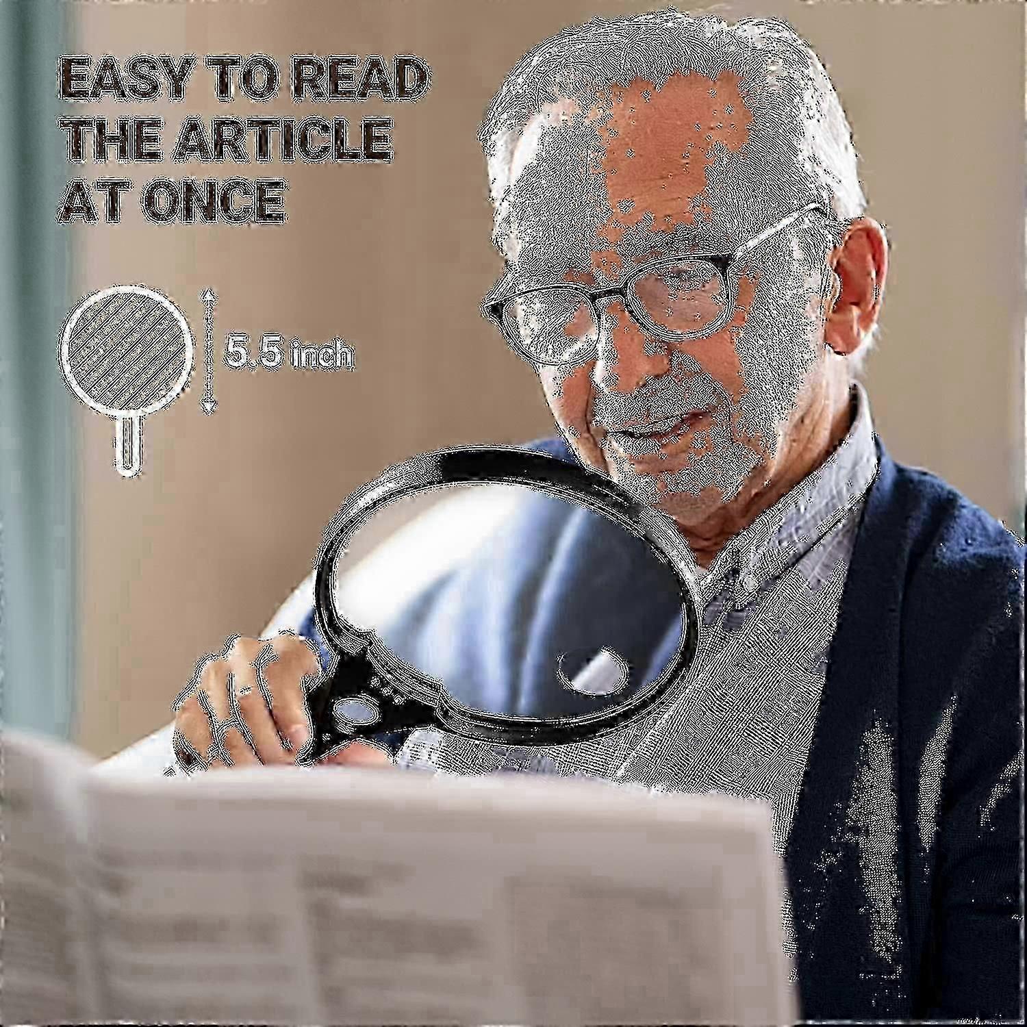 Extra Large Led Handheld Magnifying Glass With Light - 2x 4x 25x Lens Zoom Lightweight Shatterproof Magnifiers-LI