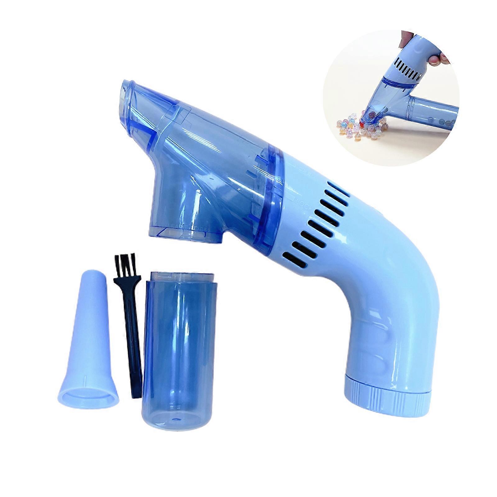 Handheld Mini Vacuum Cleaner, Portable Bead Pickup Tool For Quick Jewelry Making Desk Cleanup, Essential For Crafting Workspaces (Blue)