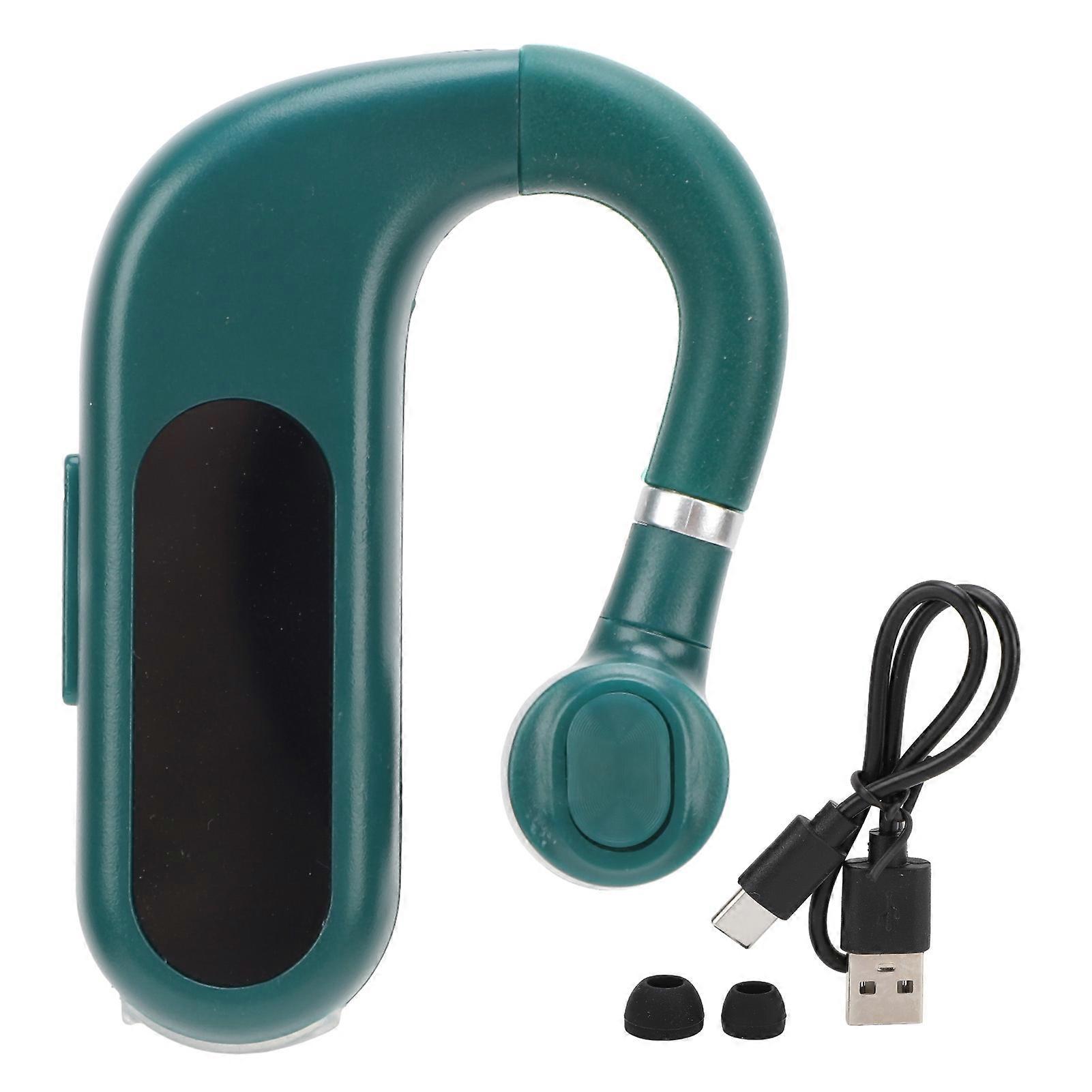 Green V13 Single Bluetooth Earbud with Digital Display, Clear Sound, and Rotatable Design