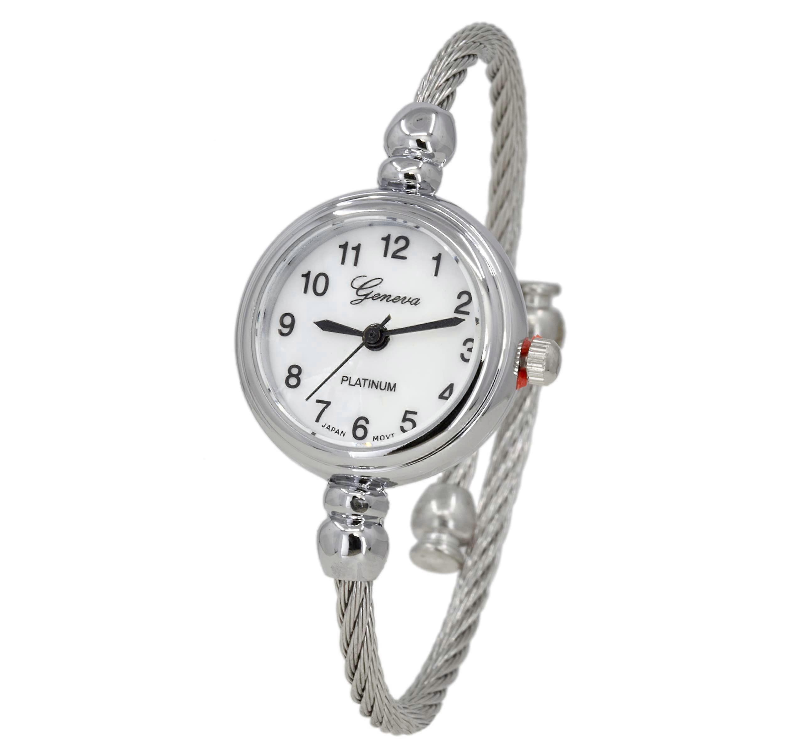 Collections Women's Cuff Watch Silver - 23mm Round Analog Display with Arabic Numbers and Wire Bracelet Elegant Bangle Design