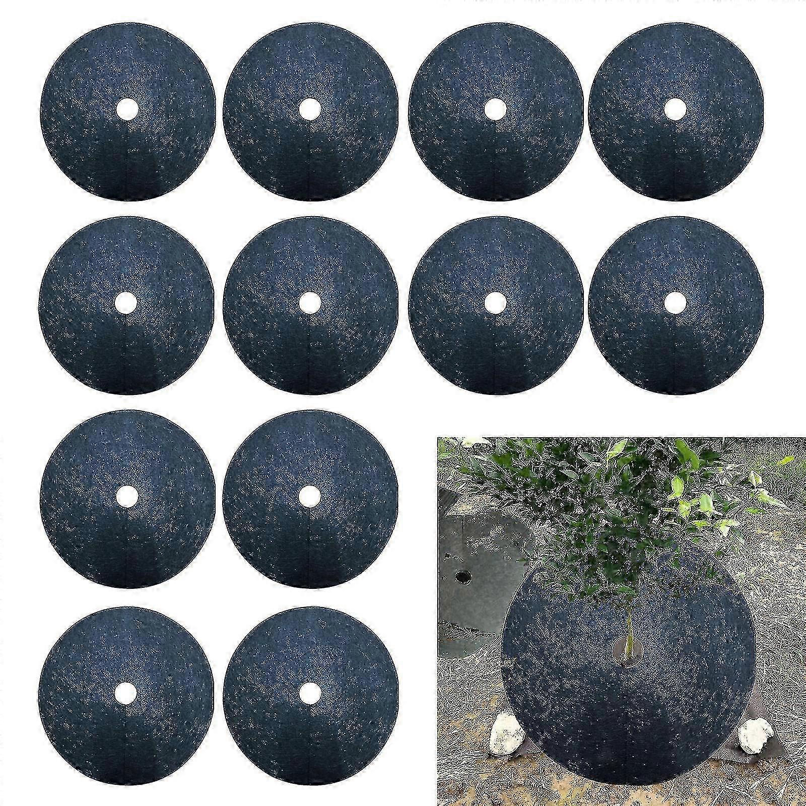 12 stk ikke-vevde ugresskontrollputer for trebeskyttelse 15 cm diameter