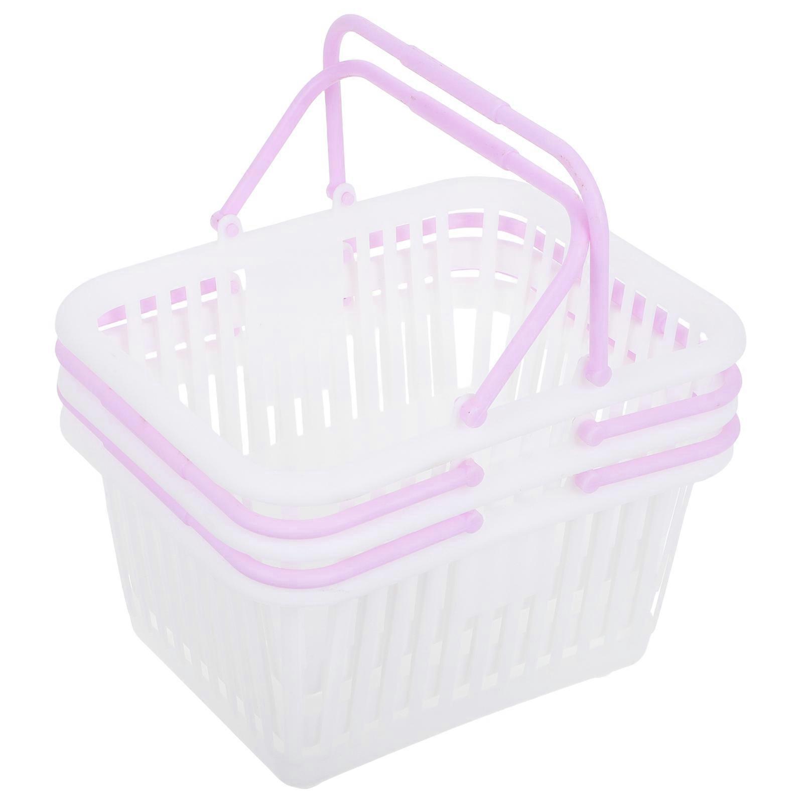 3pcs Lightweight Plastic Storage Baskets with Handles for Kitchen, Bathroom, and Outdoor Use – Portable Organizers for Fruits, Vegetables, and