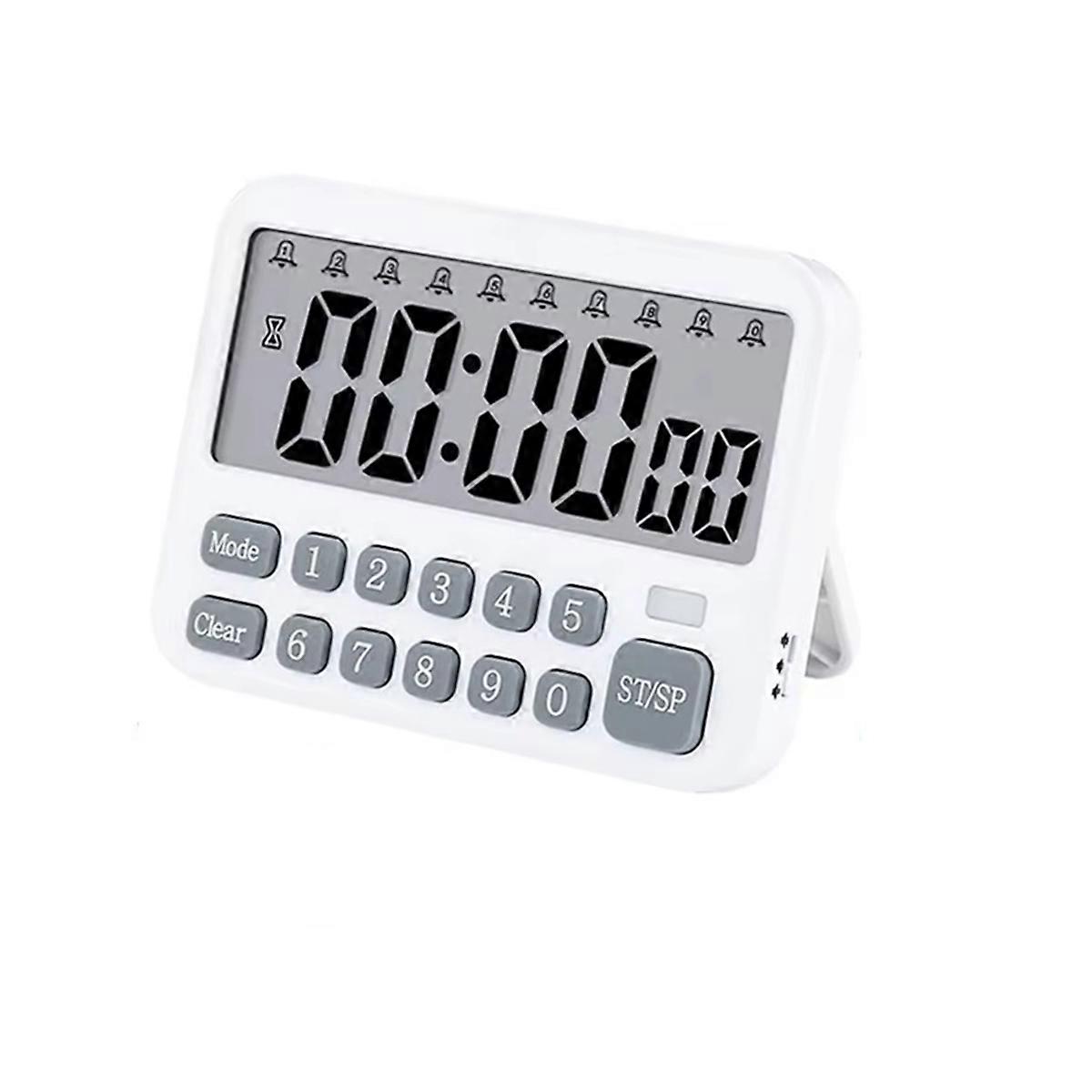 Digital Kitchen Timer 10-Alarms Clocks 99 Hours Countdown Mute/Vibration Magnetic Alarm Clock Table