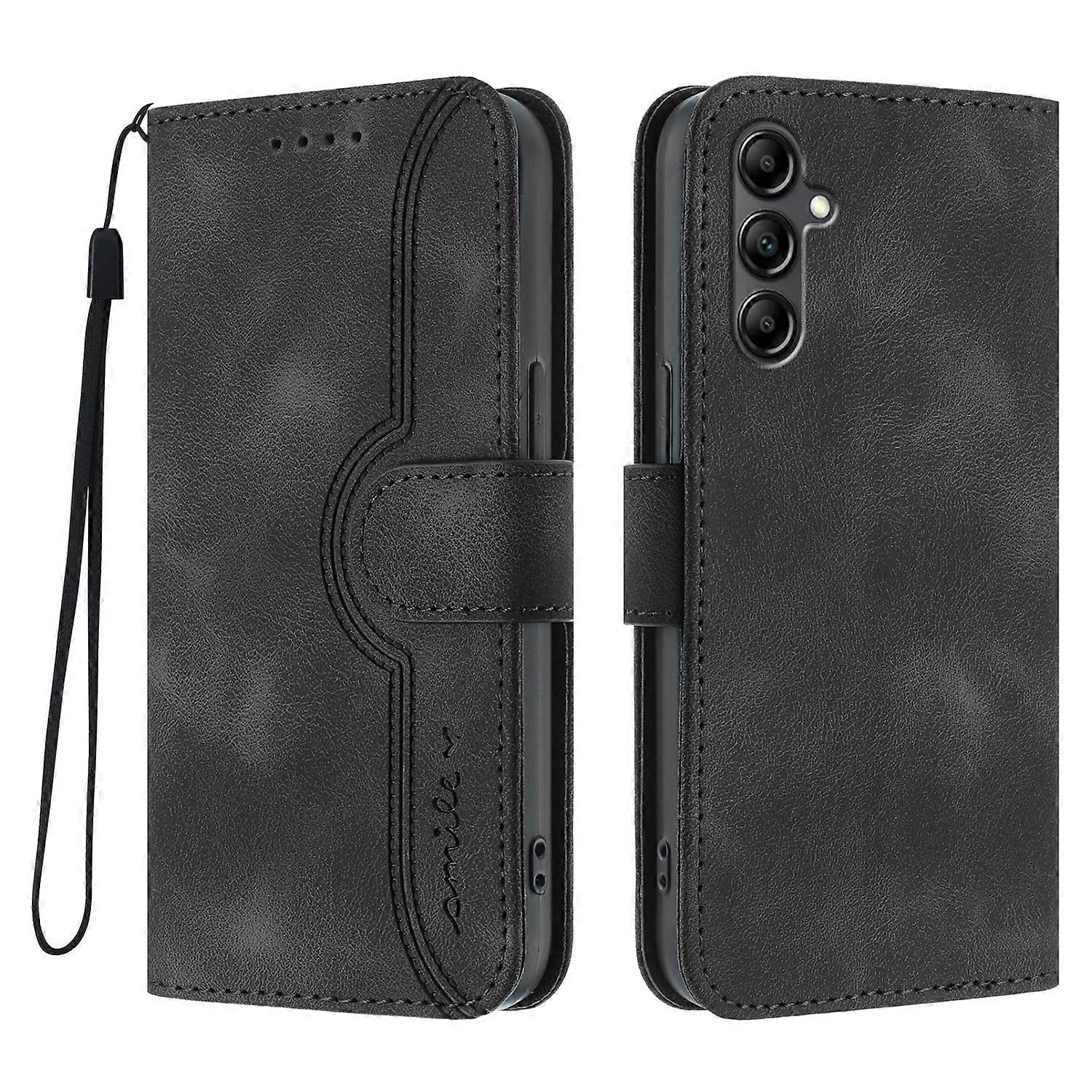 Compatible For Samsung Galaxy A17 Leather Case Wallet Stand Smile Imprinted Phone Cover with Strap