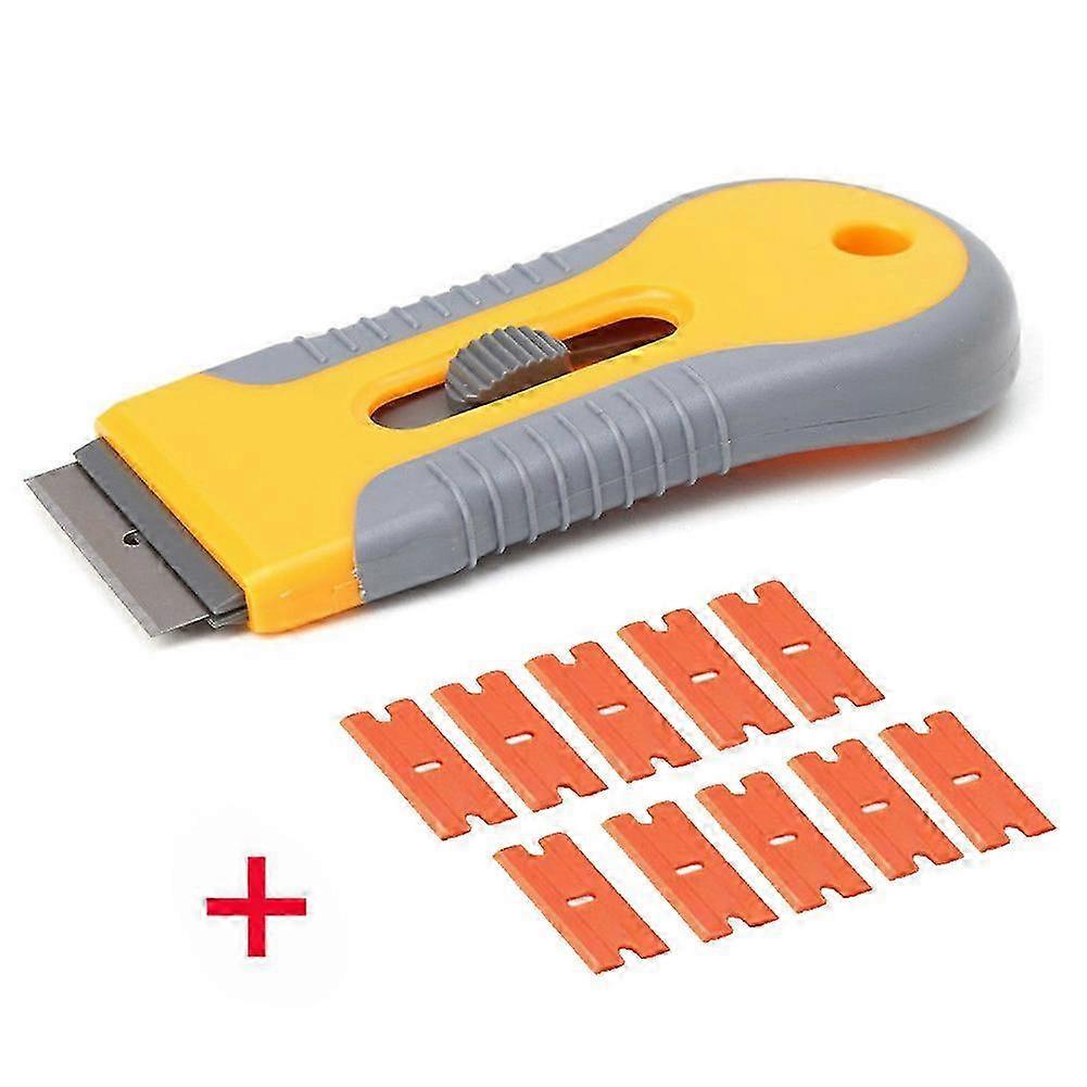 Plastic Razor Blade Paint Glue Adhesive Scraper with 10 Replacement Blades