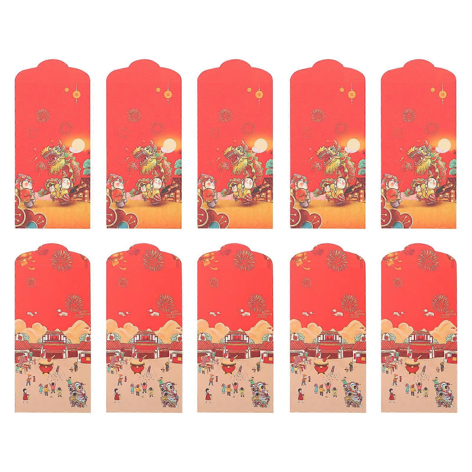 Lucky Money Envelopes Individuality Red Packets Rectangular Shape Chinese New Year Wishing Happiness 20Pcs