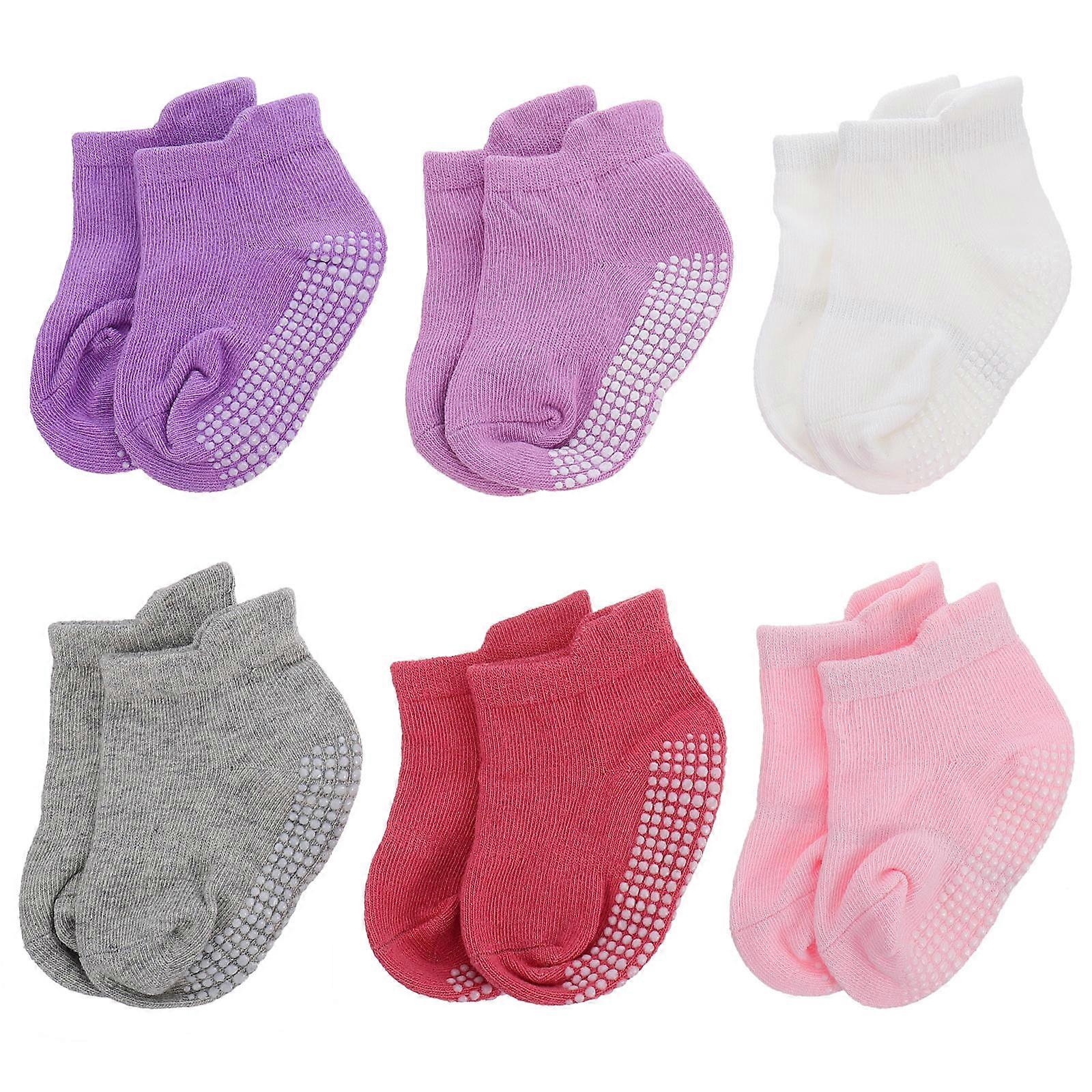 Prevent Falling Down Ankle Sock Baby Low-cut Liners Sock for Babies Indoor Use 6 Pairs