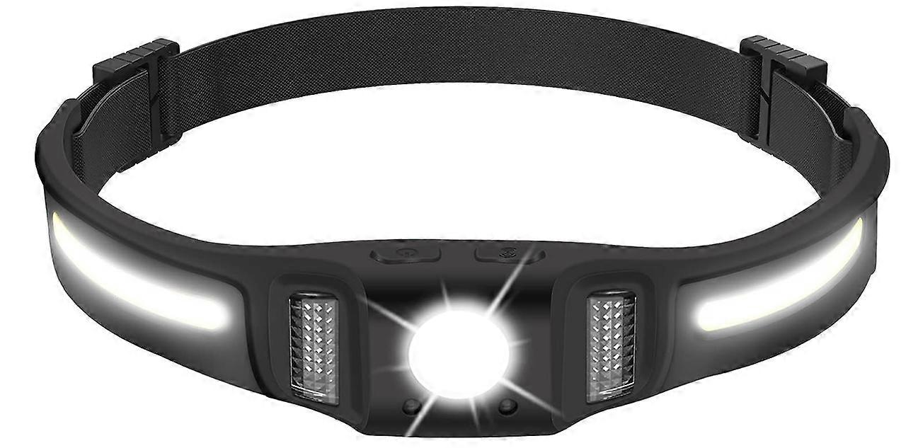 Head Torch Brightness 650 Lumens with Red Light, Smart Sensor - 10 Modes COB Headlamp USB-C, 270 Wide Beam Headtorch(Black)