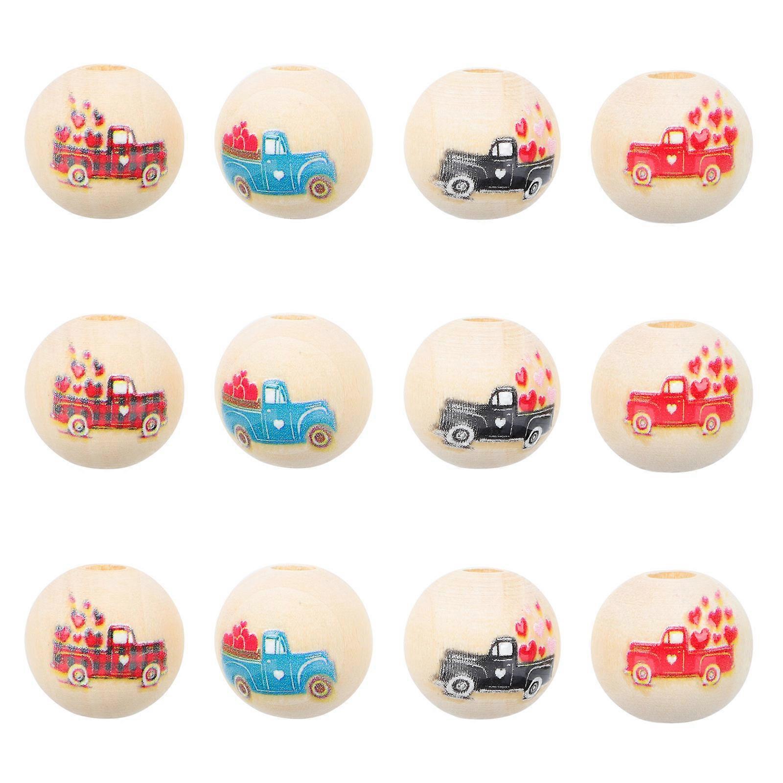 Wood Beads Valentine's Day Style Craft Projects Women Diy Enthusiasts 1.6x1.6cm Synthetic Material 100Pcs