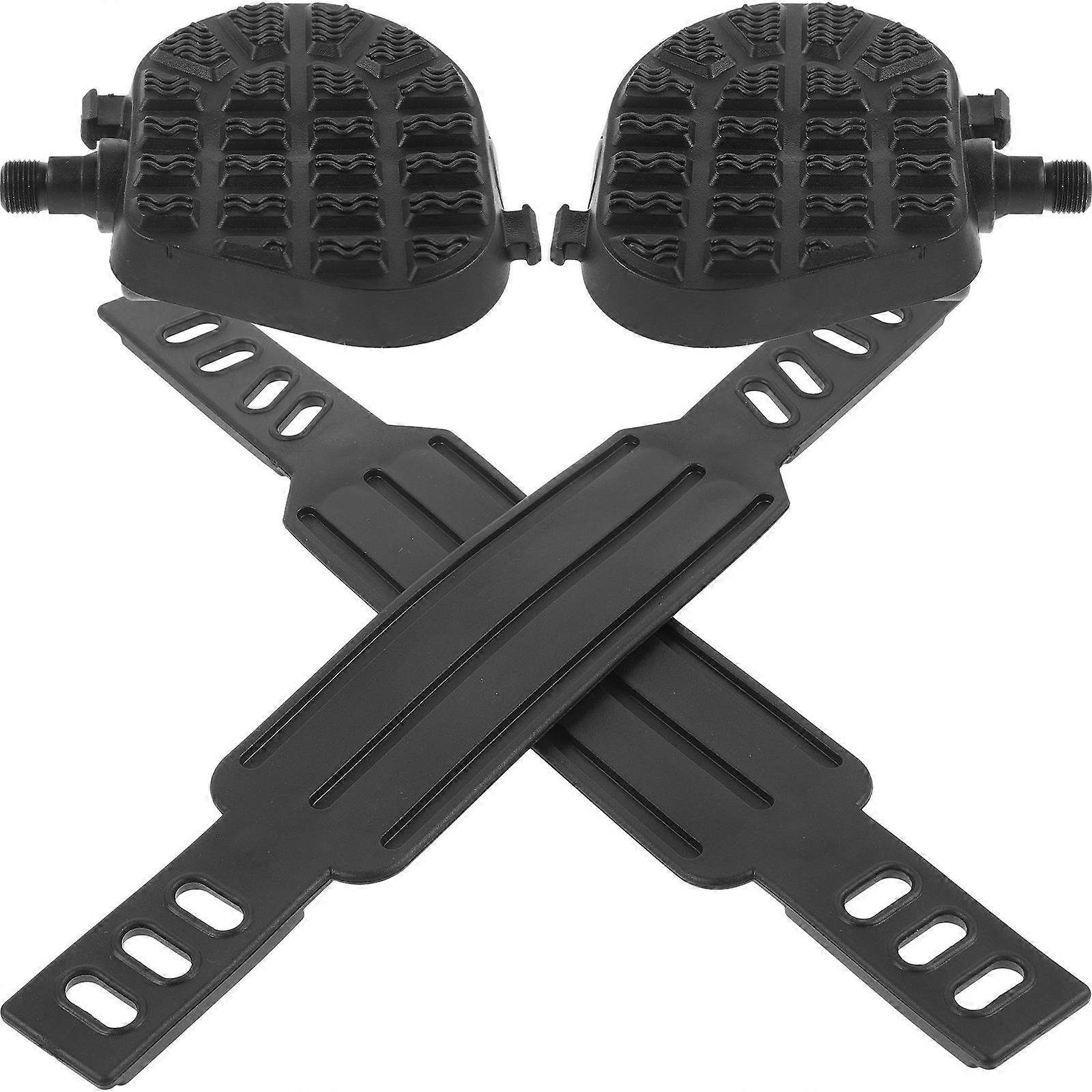 Here's a polished product description based on your input:
**1 Set Bicycle Pedals with Straps for Indoor Exercise Bikes – Durable, Non Slip Pedal