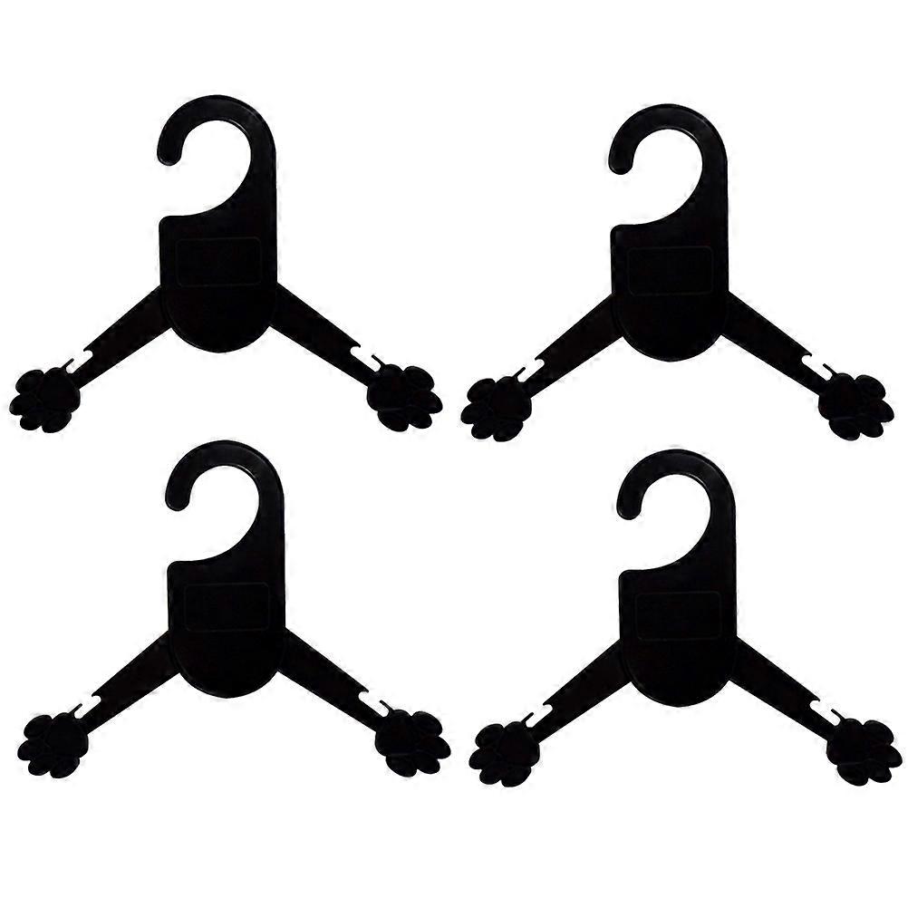 Pet Clothes Organizer Plastic Paw Shape For Hanging Pet Clothes 10Set Black Size L
