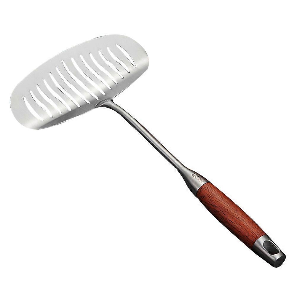 Fried Fish Spatula Brown Bamboo Easy Clean Long Handle for Home Use