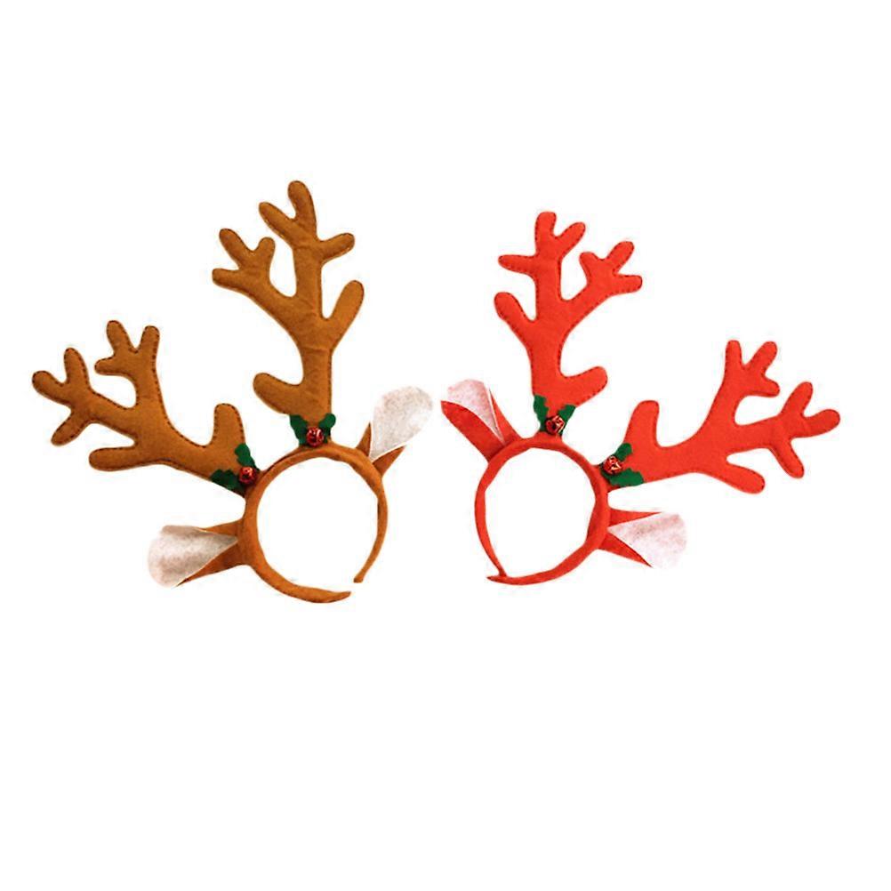 Festive Headband Reindeer Antlers Headbands Carnival Headwear Non-Woven Fabric Antlers Shape 2Pcs