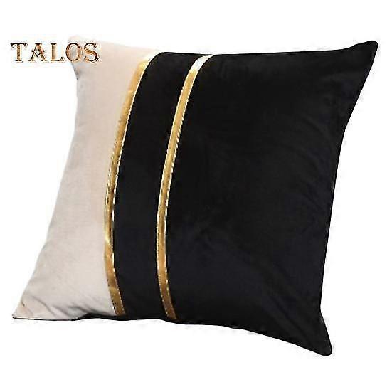 Pillow Case Plush Two-color Splicing Throw Pillow Cover Soft Stylish Decorative Cover with Hidden Zipper for Home