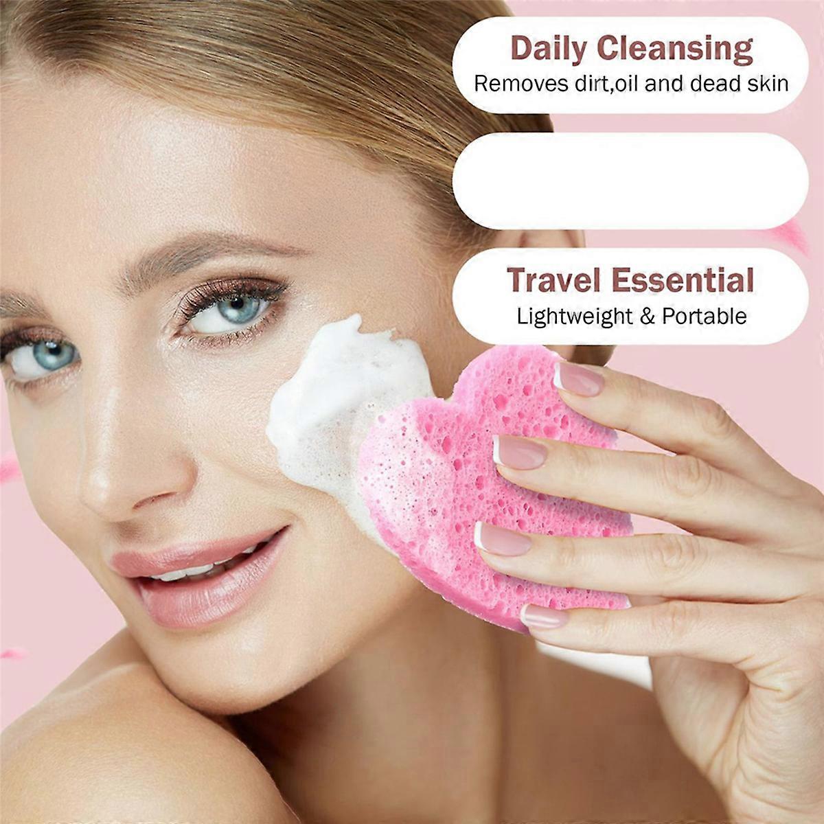 200 Count Compressed Sponges Heart Shape Face Sponges for Cleansing Natural Cleansing Sponges Pads