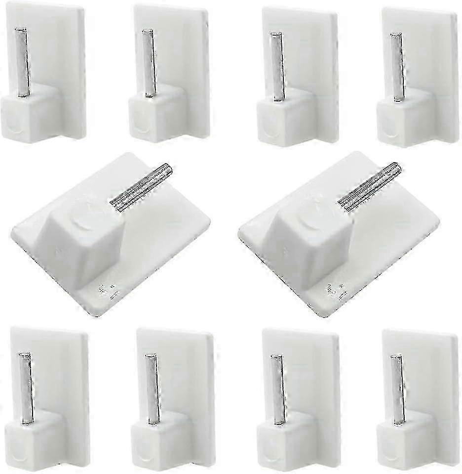 Self Adhesive Hooks, 50Pcs Plastic Sticky End Window Hook for Net Curtain Rods - Suitable for Various Brands