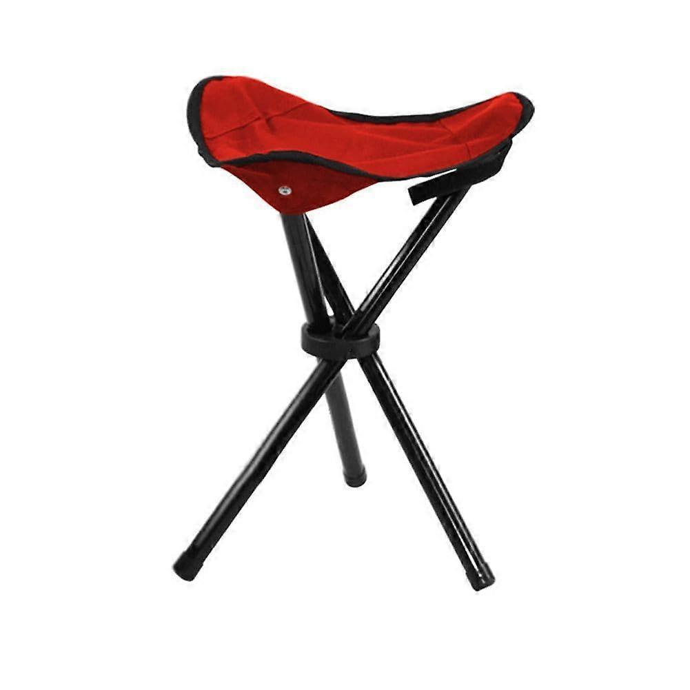 Outdoor Leisure Portable Foldable Three-Legged Stool for Camping, Travel, Picnic, Fishing - Red Color, Lightweight Design