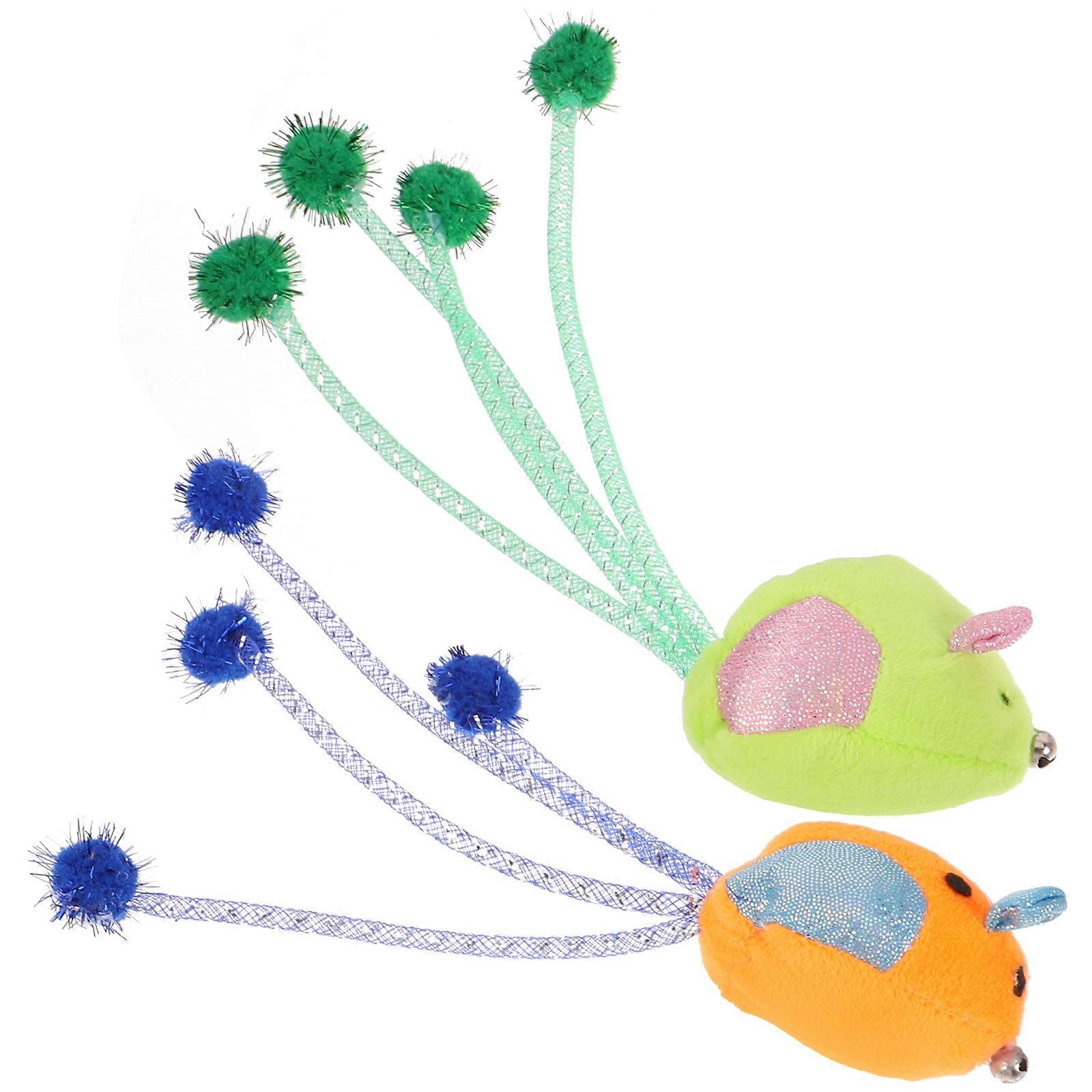 Cat Toys for Indoor Cats Kitten Plush Toys Mouse Shaped Cat Toy Assorted Color Durable 2Pcs