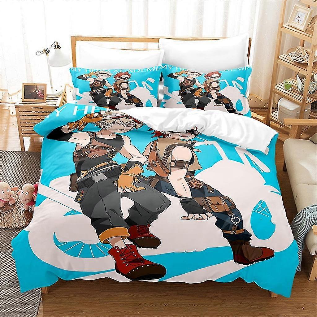 Blødt mikrofiber sengesæt til My Hero Academia - Bakugo, Todoroki, Deku Print - Dynebetræk og pudebetræk til tvillinger, fuld, dronning, konge siz