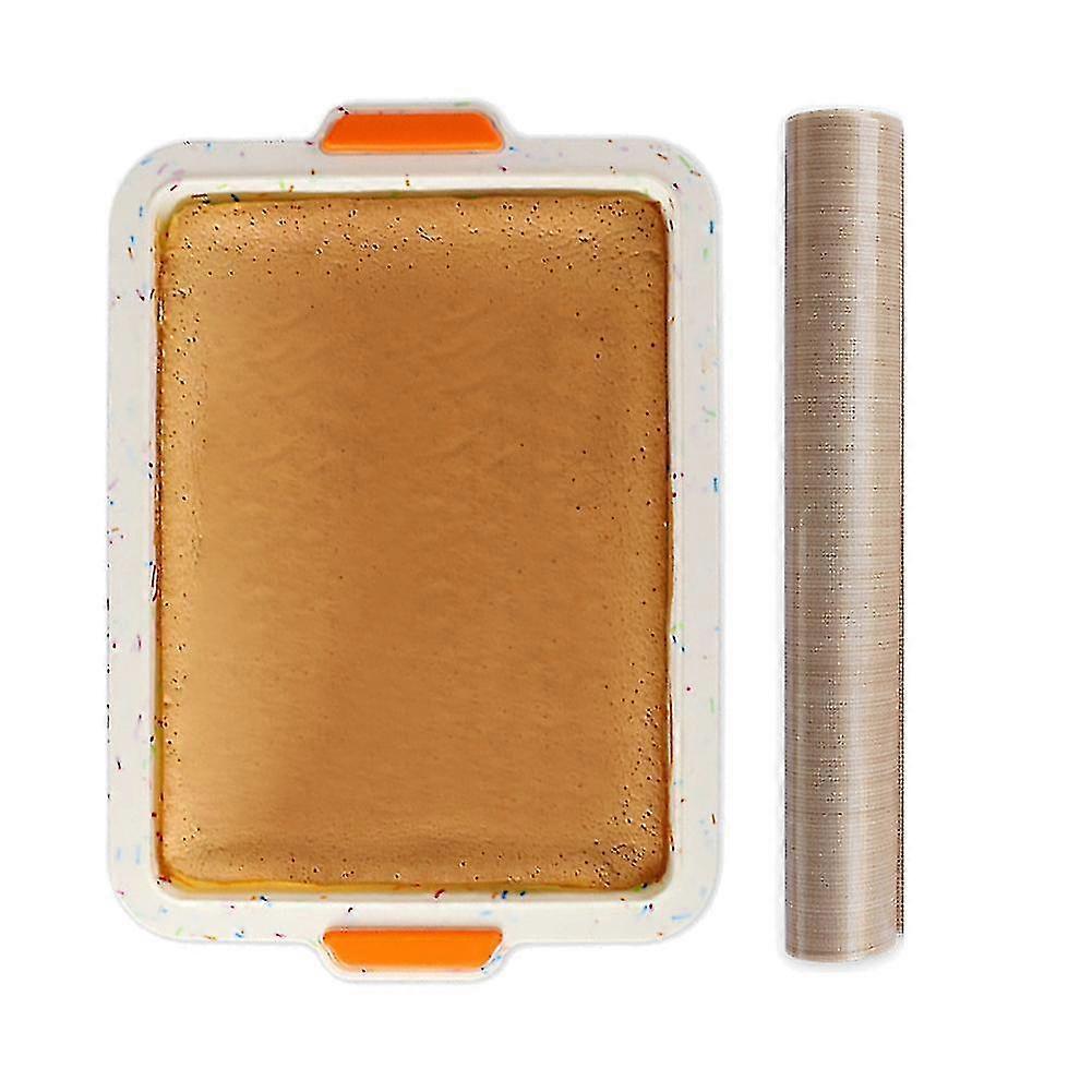 Reusable Nonstick Silicone Baking Tray with Grip, Rectangular Cookie Sheet and Cake Pan