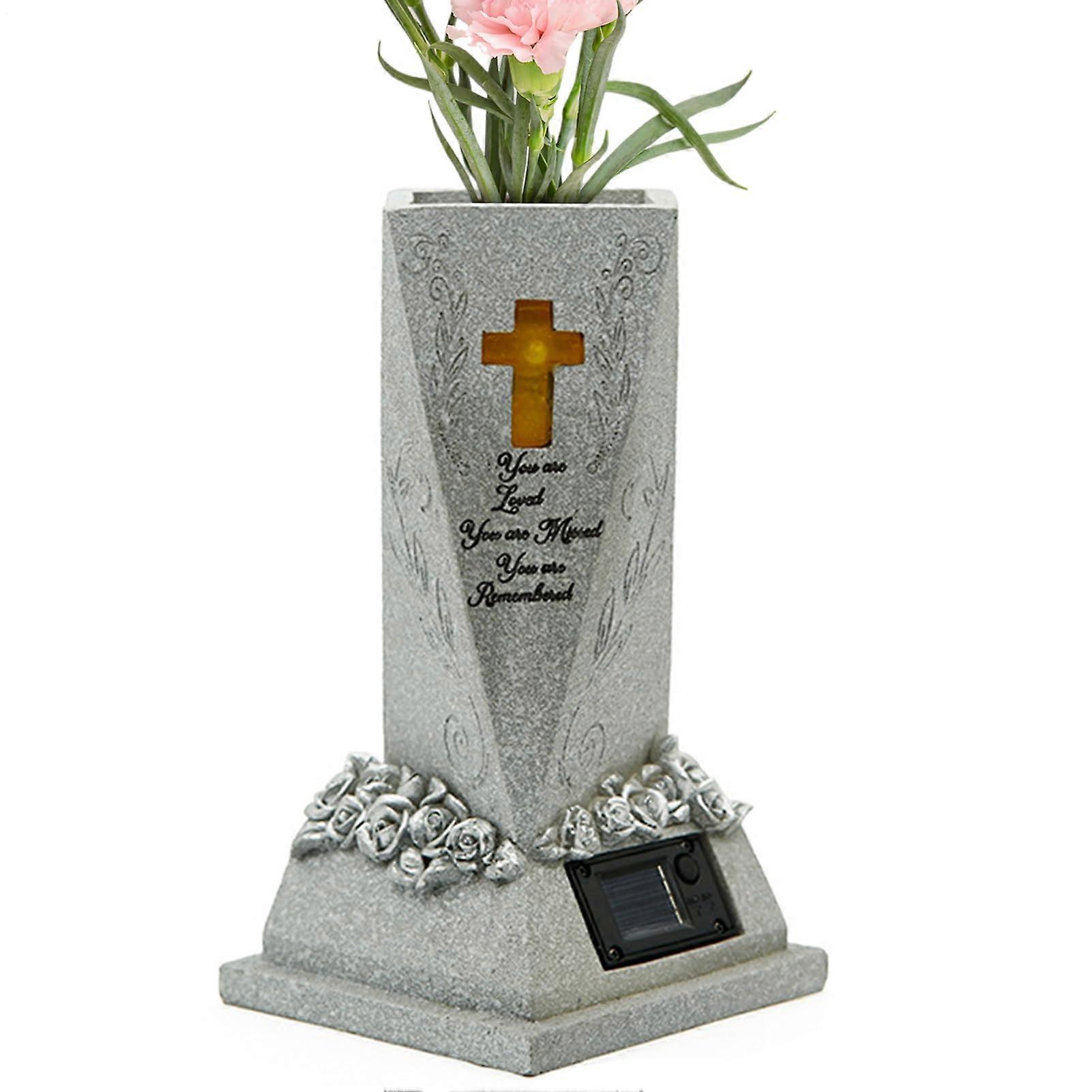 Cemetery Vase | Hand-Painted Decorative Statue Vase for Garden, Lawn, Memorial, Outdoor Use, Durable Resin Material