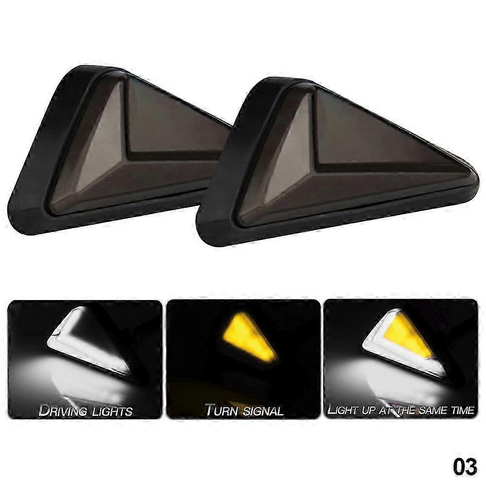 2Pcs Motorcycle Flush Mount Triangle Turn Signal Light LED L-shape Indicator Lamp Waterproof DRL Blinker and Flashing Lights Suitable for Va